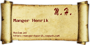 Manger Henrik névjegykártya